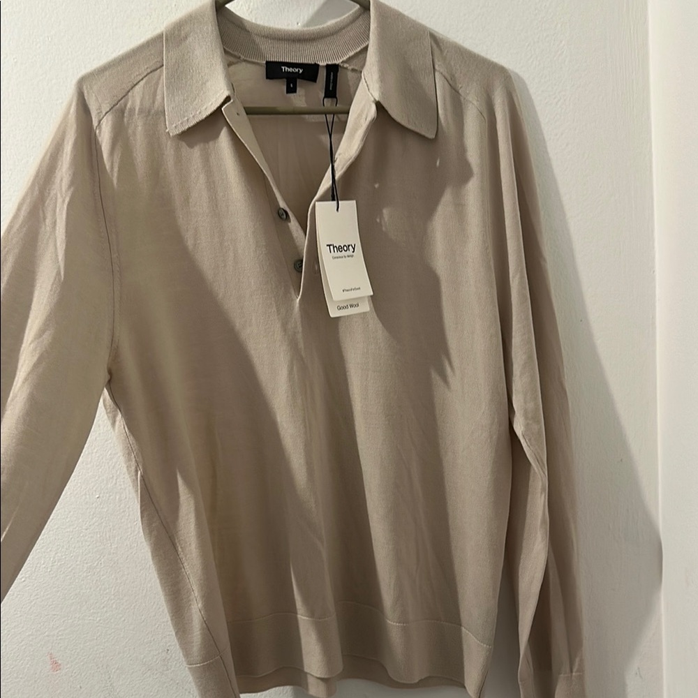 Theory Tan Casual Button Down Shirt